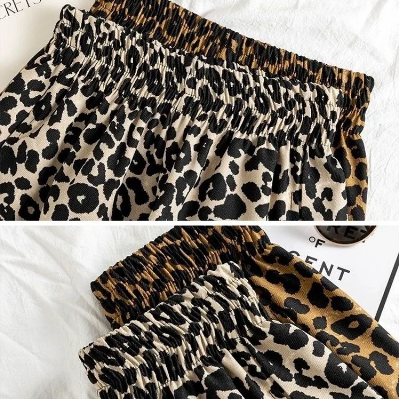 Leopard Shorts Women Vintage Aesthetic Joggers Casual High Waist Summer Tender Streetwear Mujer Harajuku Clothing Fashion Daily