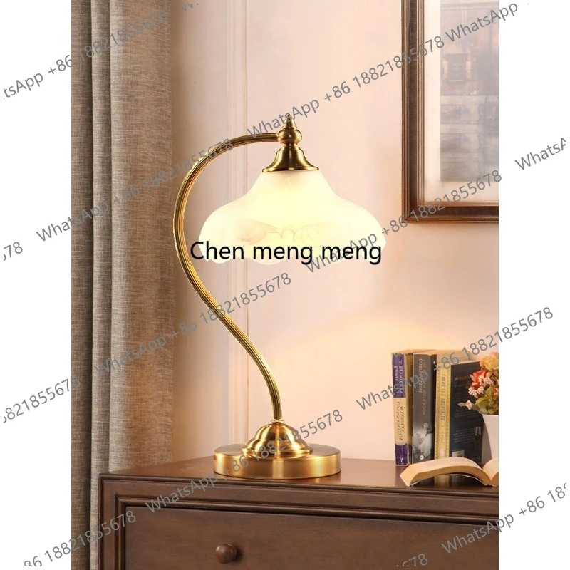 

Американская настольная лампа из цельной меди, европейская настольная лампа для гостиной, кабинета, спальни, американская ретро-лампа для прикроватной тумбочки, декоративные медные лампы.
