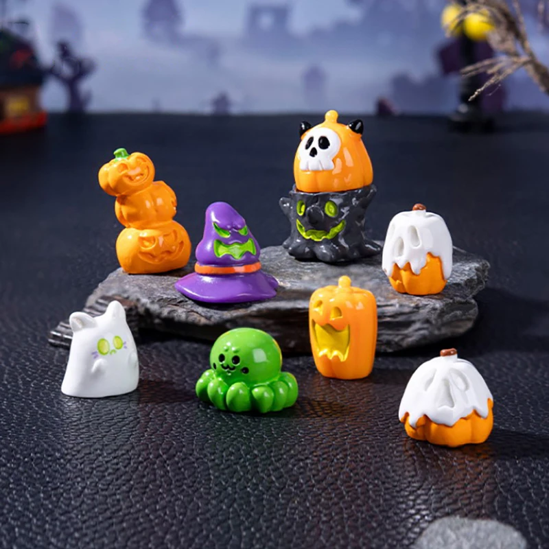 9Pcs Halloween 3D Pumpkin Ghost Furnitures Fairy Garden Ornaments Scrapbook Crafts DIY Dollhouse Accessories Home Decor - zdjęcie 1
