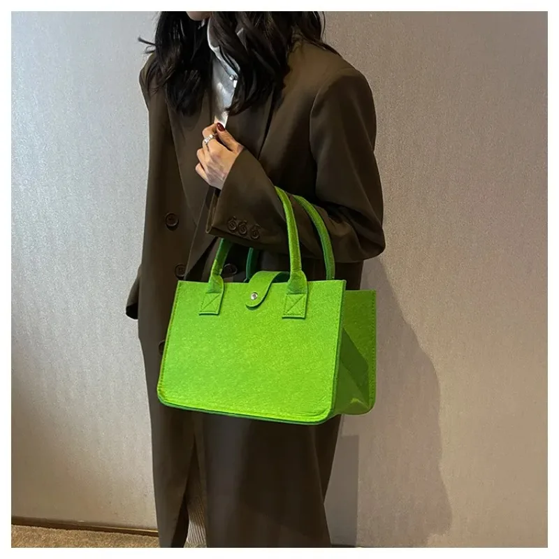 

Ins Style Candy Color Large Capacity Felt Tote Bag Portable Handheld Shopping Pouch for Daily Commute Wedding Gift