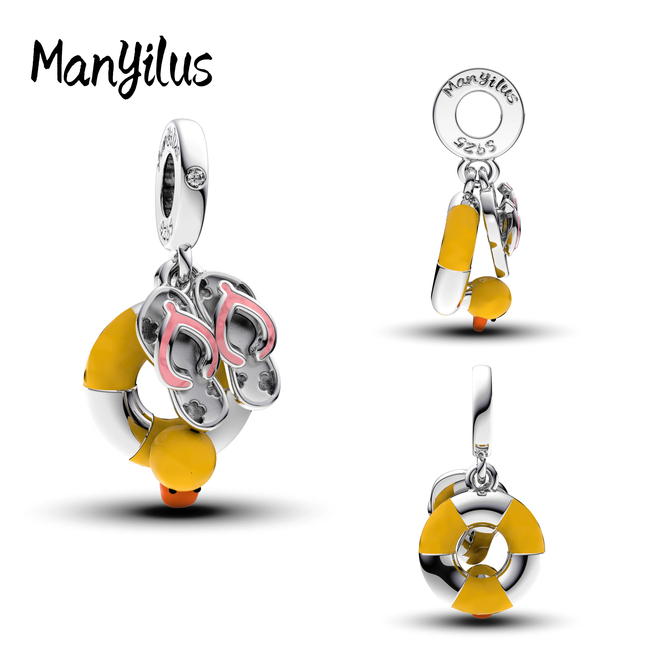 

Manyilus 2025 New Duck Swim Ring Charms S925 Sterling Silver Women's Jewelry Beads For Original Bracelet Charm 925 DIY Necklaces
