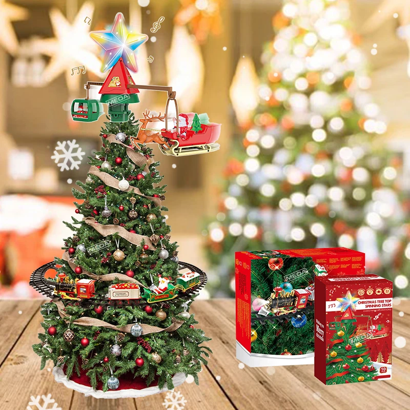 

Battery Operated Railway Train with Sound&Light Electric Christmas Tree Top Star X'mas Tree Decoratiive Track Toys for Kids ﻿