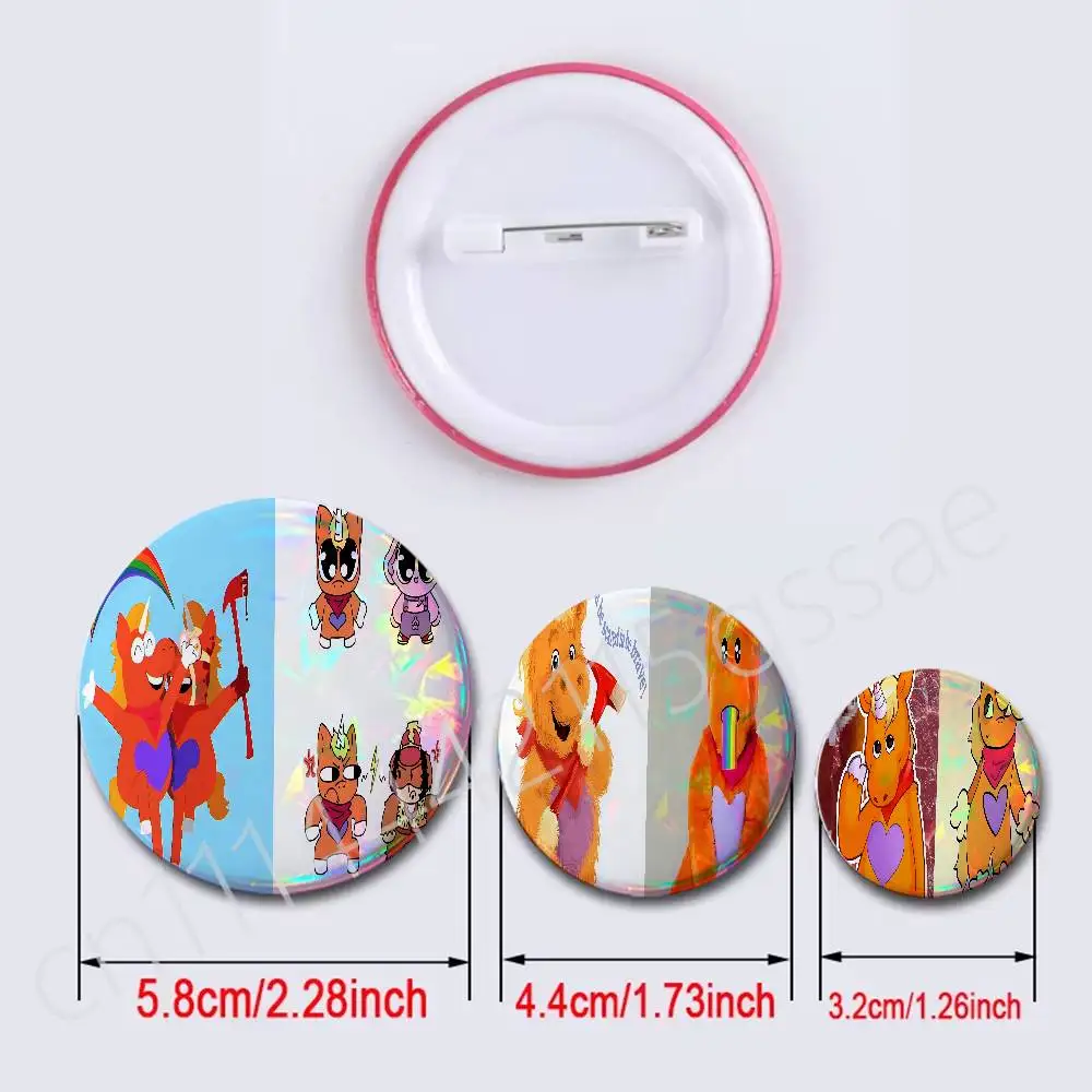 FOR Buddy the Unicorn Round Badge 2Pcs Button Pin Brooch Cosplay Prop Collection Souvenir Bag Ornament