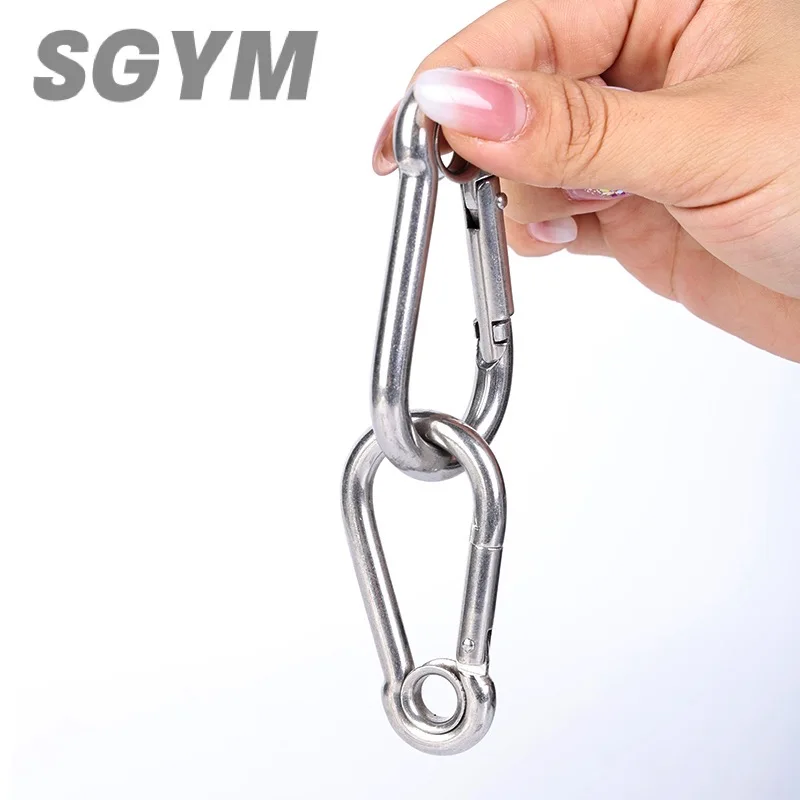 M4 M5 M6 M8 M10 304 الفولاذ المقاوم للصدأ الربيع المفاجئة حلقة تسلق رابط سريع مع ثقب حلقة هوك المفاجئة تكبل سلسلة السحابة هوك