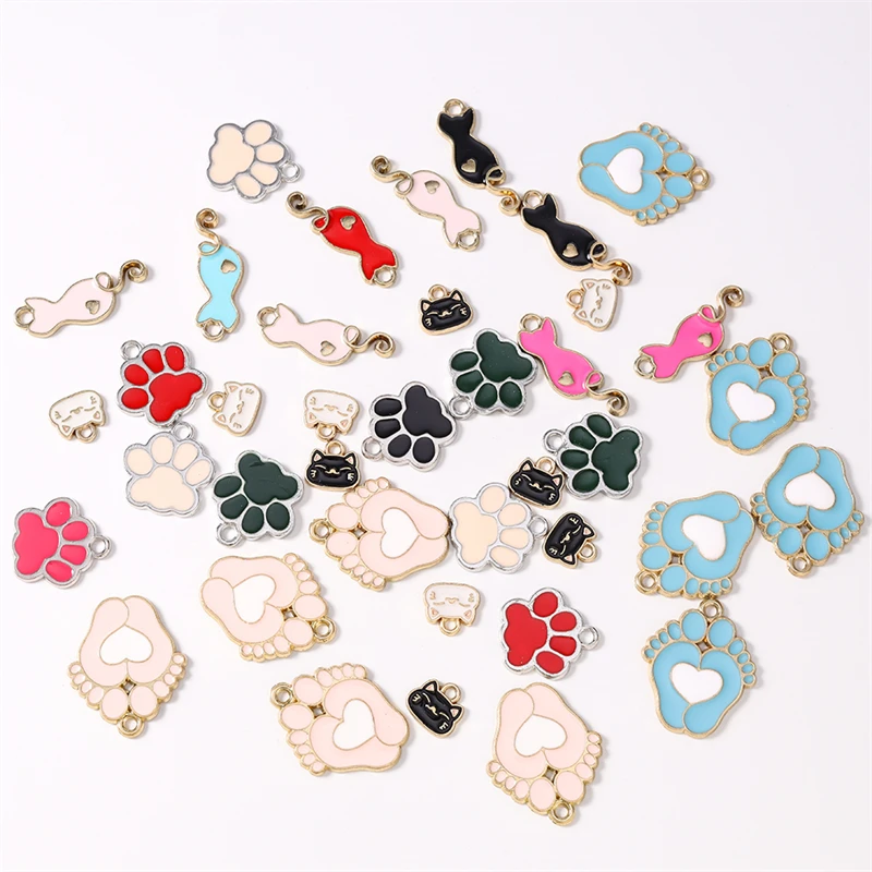 Duarte 20 Stück/Set Niedliche Tier-Anhänger, Emaille-Hundepfotenabdruck-Charms für Schmuckherstellung, Ohrringe, Halsketten, DIY-Bastelgeschenke – Detail 3