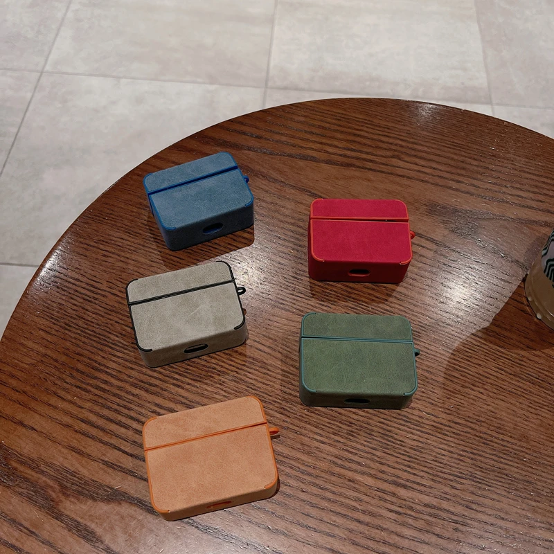เคสหนังเทียมสีทึบธรรมดาสำหรับ Apple airpods 2 3 Generation ครอบคลุมสำหรับ airpods Pro 2 Gen เคสป้องกัน Air pods