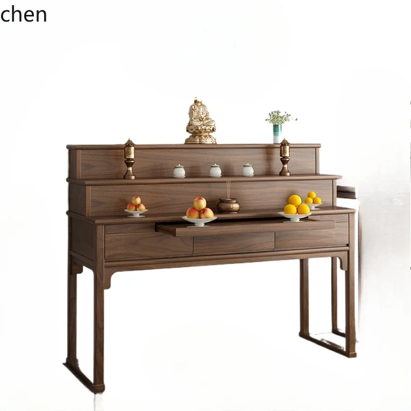 TQH table  case household solid wood three-layer Buddhist platform, central hall Buddhist table Buddhist hall offering platform