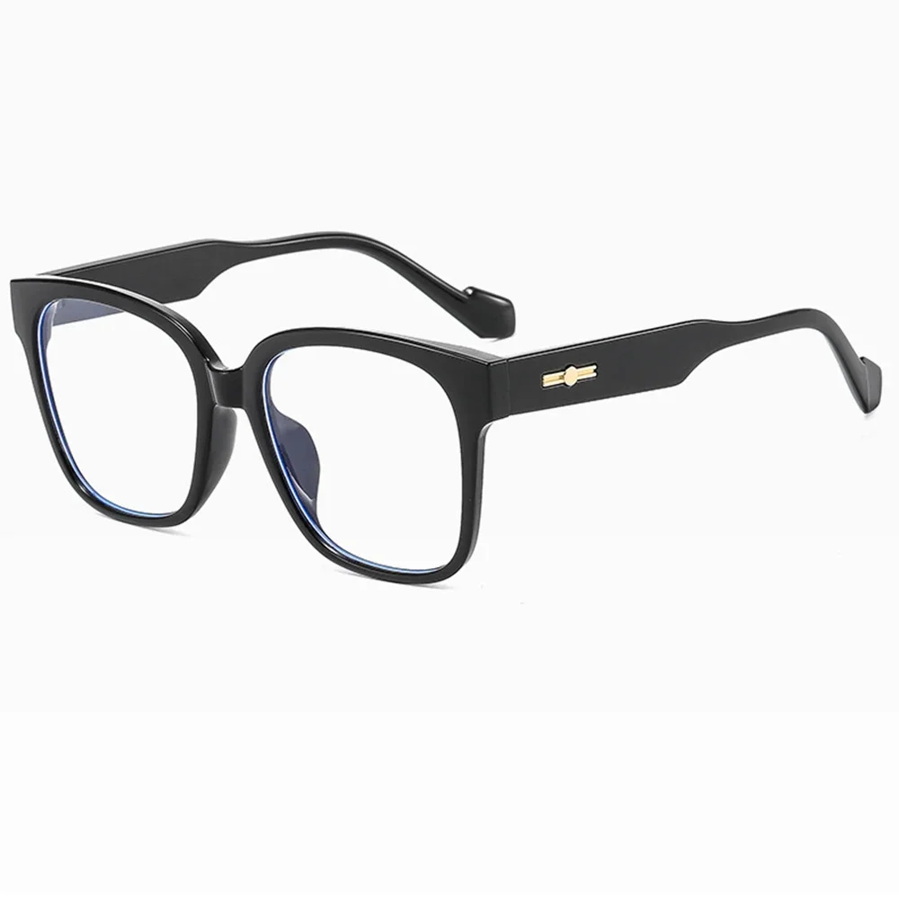 Metal Trim Temples Black Oversized Full-rim Square Comfortable Reading Glasses +0.75 To +4