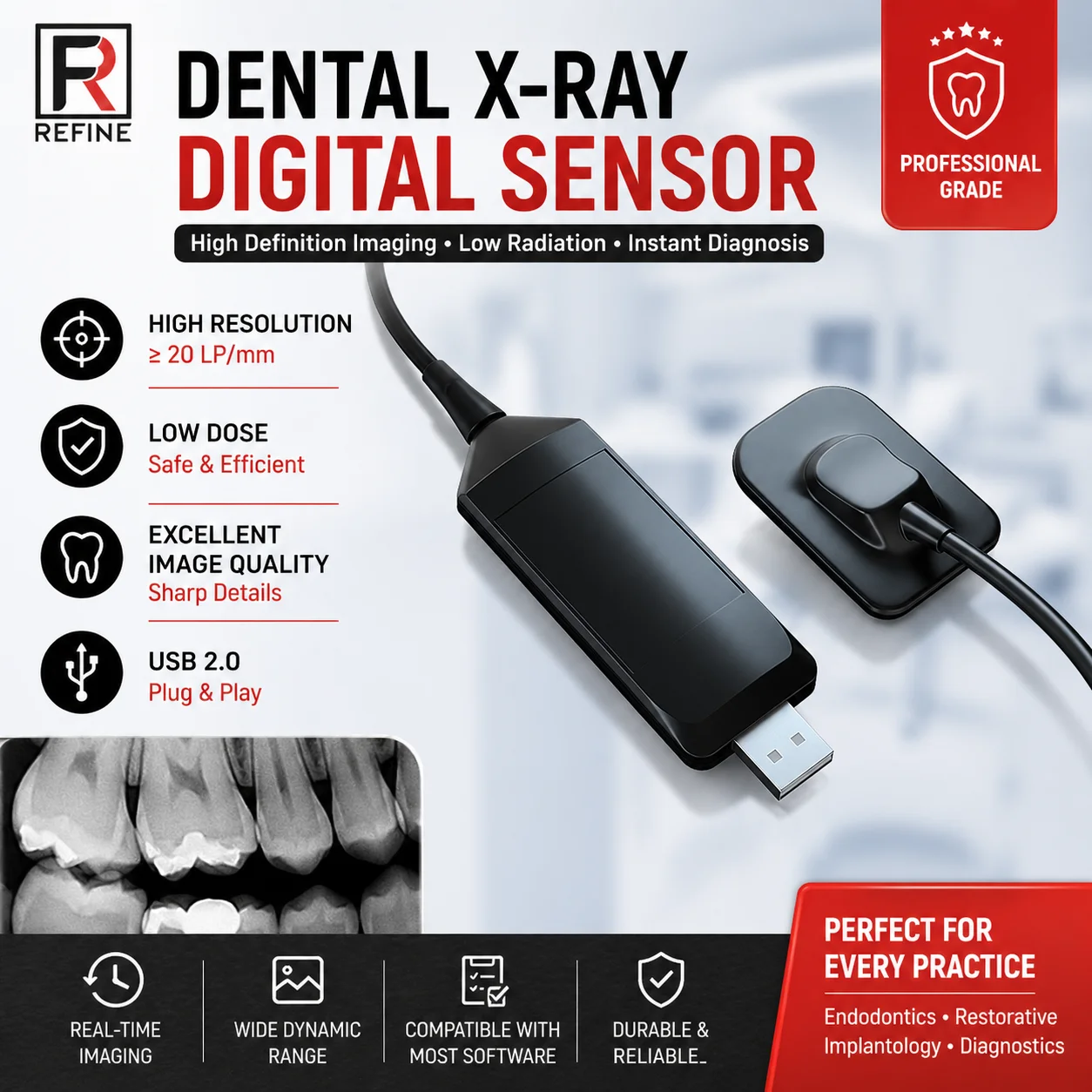 : Sensor de raio X dental
