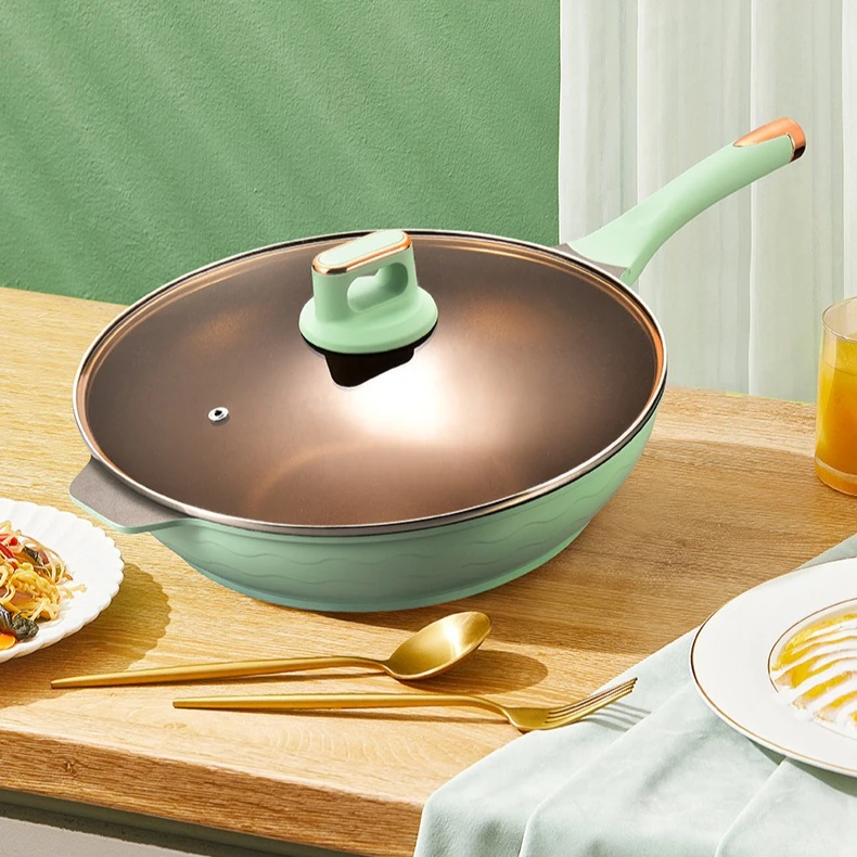 

Сковорода с антипригарным покрытием и крышкой, сковорода с ручкой, лопаточка для пароварки, алюминиевая сковорода для соуса, нетоксичная, совместима со всеми плитами