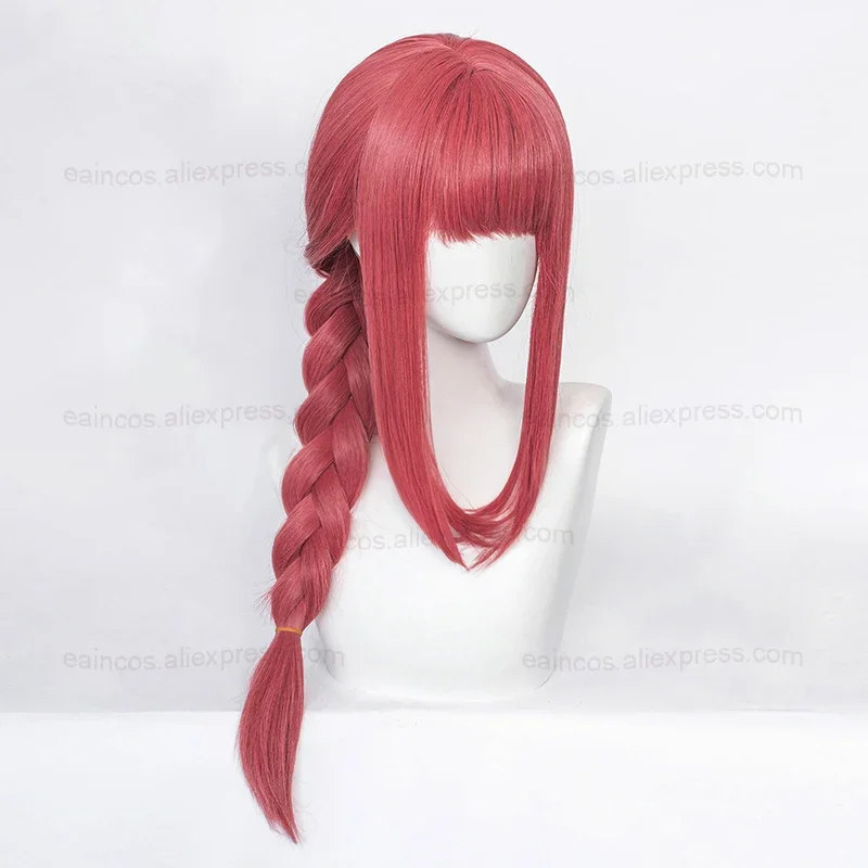 Anime Makima Cosplay Perücke 70cm lange rosarote geflochtene Perücken hitze beständige synthetische Haare Halloween Party Kopfhaut Perücken