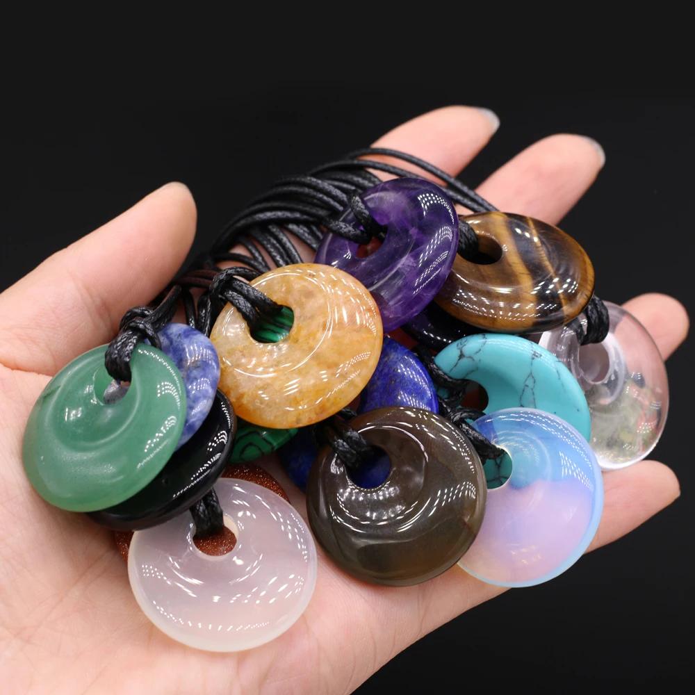 Natural Semi-precious Stone Large Hole Beads 30x30mm DIY for Making Jewelry Necklace Accessories Gift Lenght 60+5cm