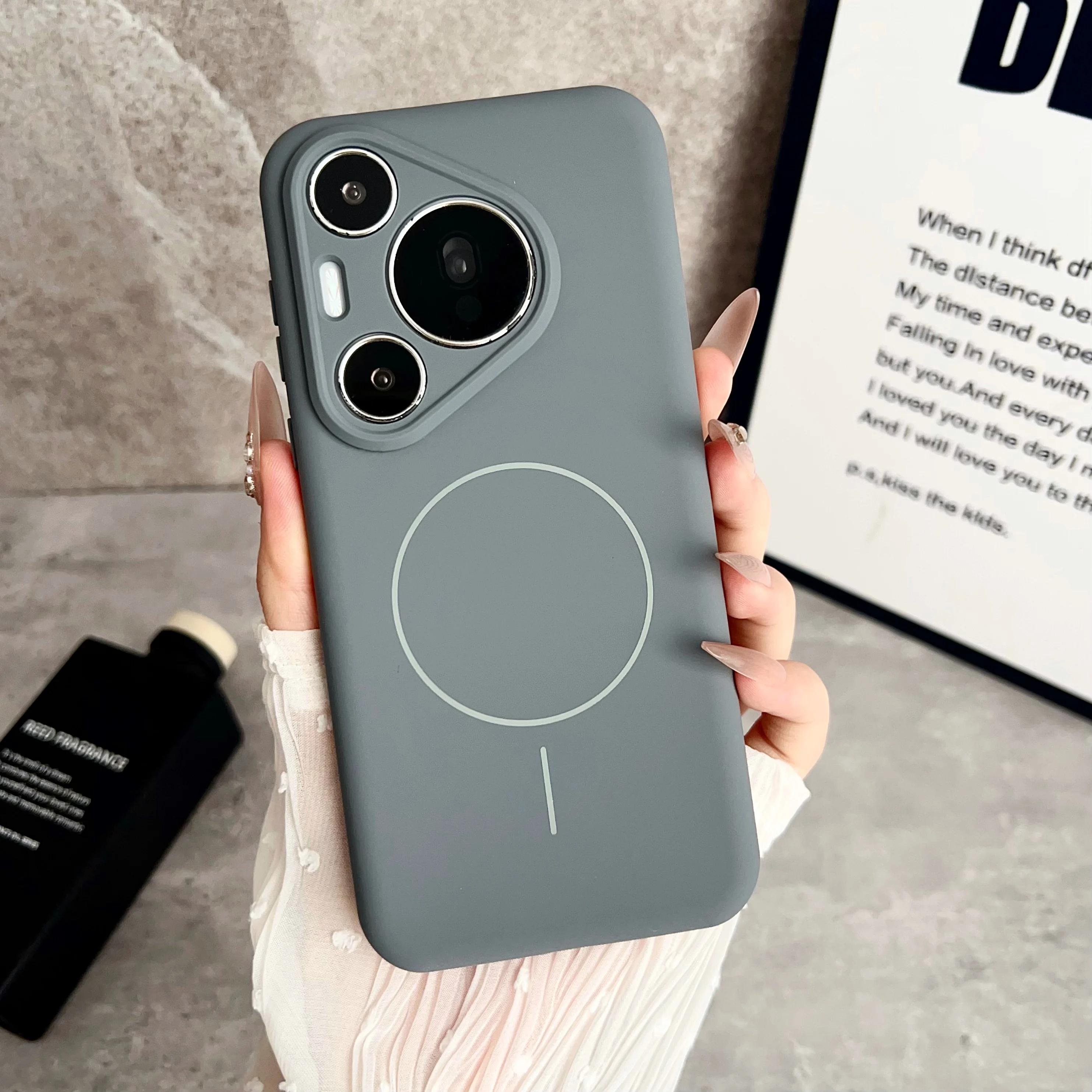 

Shockproof Soft Liquid Silicone Wireless Charging Magnetic Case For Huawei Pura 70 Pro 80 Ultra, Fleece Camera Protection Cover