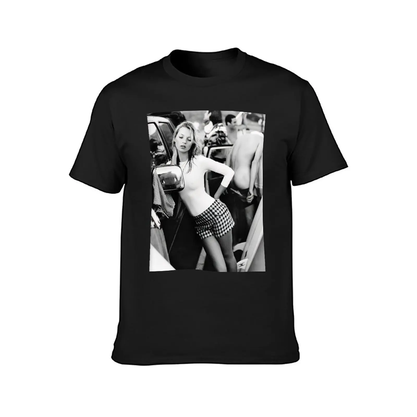 Kate Moss, Black and White, Vintage, Surfer, Beach, Fashion Wall Art T-Shirt cute tops oversized designer t shirt men