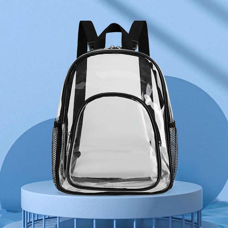 Visible Backpack Fashion Transparent Waterproof Zipper School Bag High Capacity Soft Pvc Hand Bag Backpack Travel Makeup Bags