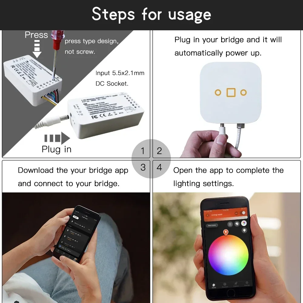 GL-C-006/007/008/009 Zigbee3.0 RGB + CCT RGBW WW CW ZigBee وحدة تحكم شريط LED ذكية التحكم الصوتي تعمل مع التطبيق الذكي Echo Plus
