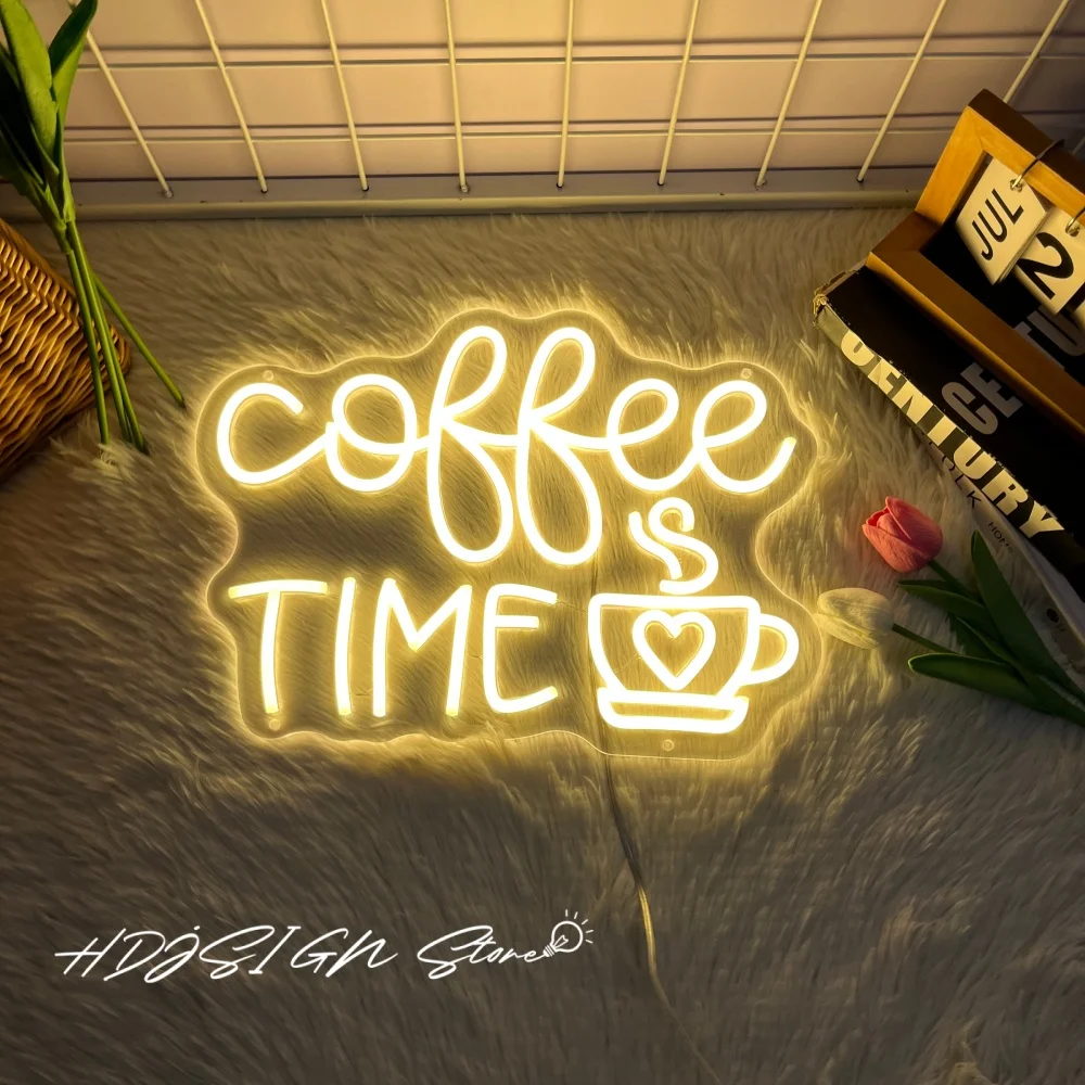 Coffee Time Neon Sign Led Light Cafe Shop Led Sign Coffee Neon Lighting Home Bar Shop Room Decor Cafe Signs Led Decoration