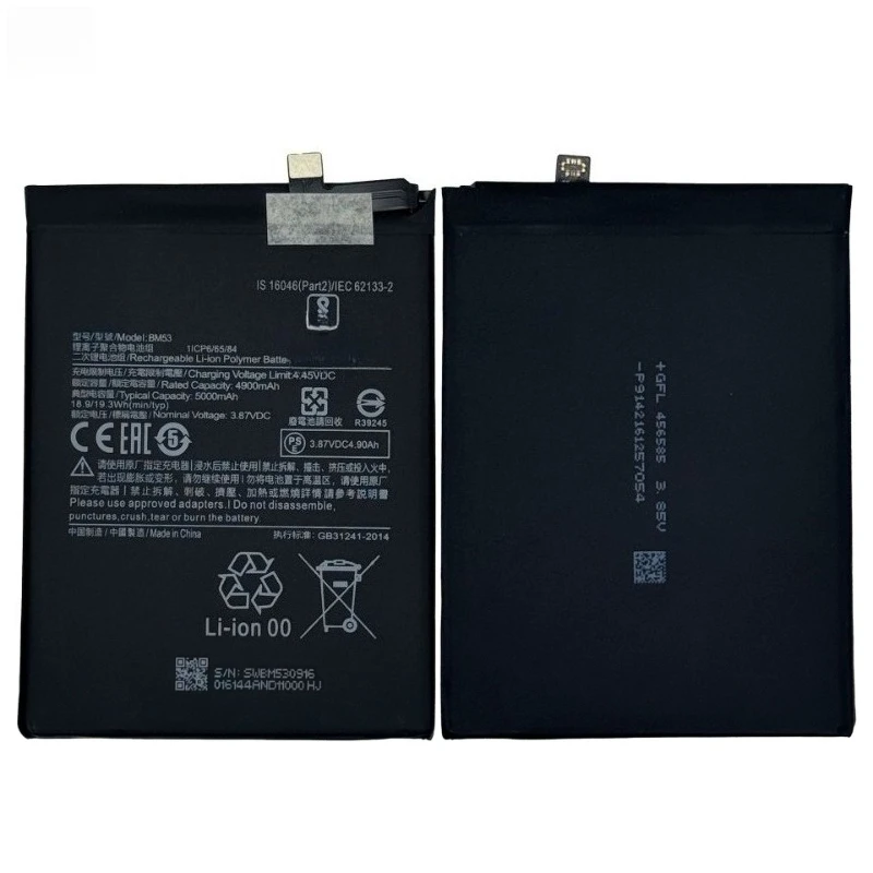 5000mAh BM53 Battery for Xiaomi 10T / 10T Pro Mi 10T Mi10T 10TPro Phone Batteries Large Capacity High Quality Bateria