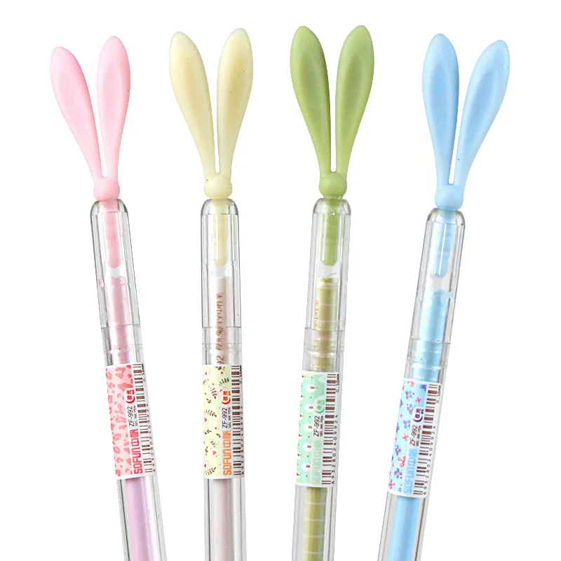 

1Pcs Random Color 0.38mm Refills Black Ink Gel Pen Creative Rabbit Ears Neutral Pen School Office Writing Supply