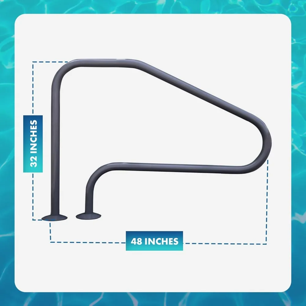 Saftron RTD-448-GG 4 Bend Swimming Pool Mounted Polymer Handrail, Graphite Gray