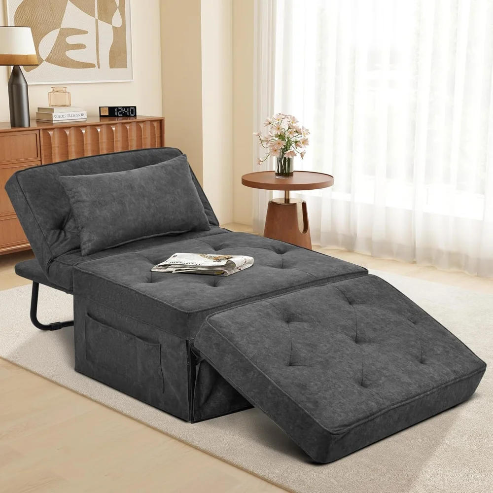 

Folding Sofa Bed, 4 in 1 Multi-Functional Convertable Sleeper Chair Bed, Adjustable Backrest Sleeper Ottoman Bed for Small Space