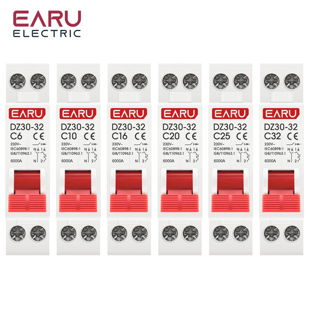 DZ30-32 DPN 1P+N Mini Circuit Breaker MCB 6A 10A 16A 20A 25A 32A Din Rail Mounting Cutout Miniature Household Air Switch OEM DIY