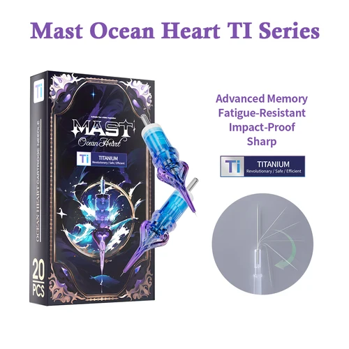 20 piezas cartuchos de agujas de tatuaje serie Mast Ocean Heart Ti 1RL 0,25/0,30/0,35mm agujas de maquillaje permanente desechables de seguridad