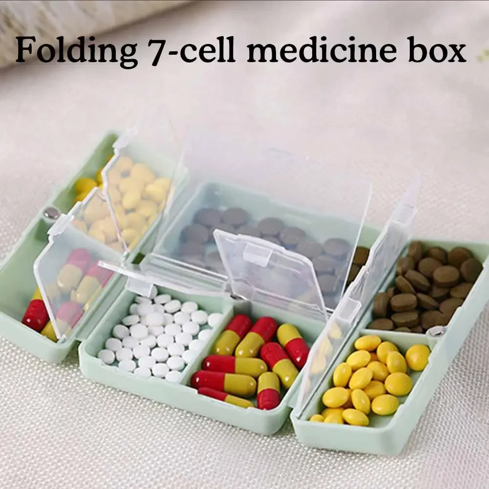 Magnetic Pill Case Pills Organizer Foldable 7 Day Pill Box Organizer With 7 Compartments Portable For Office