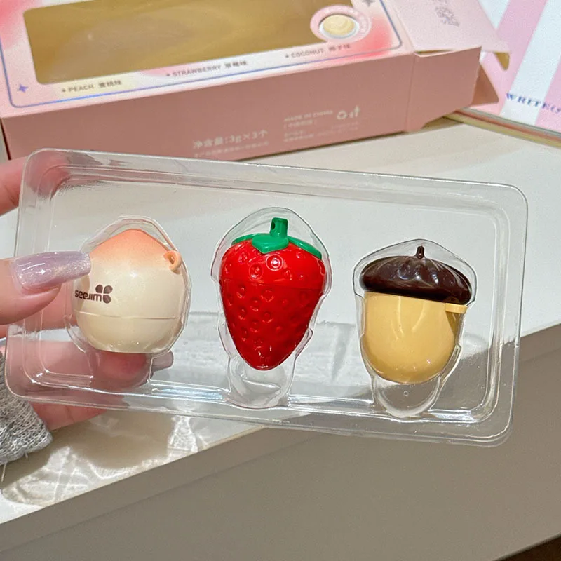 Juego de bálsamo labial hidratante, miel, melocotón, fresa, nuez, cambio cálido, lápiz labial, crema para el cuidado de los labios afrutados, línea de labios debilita