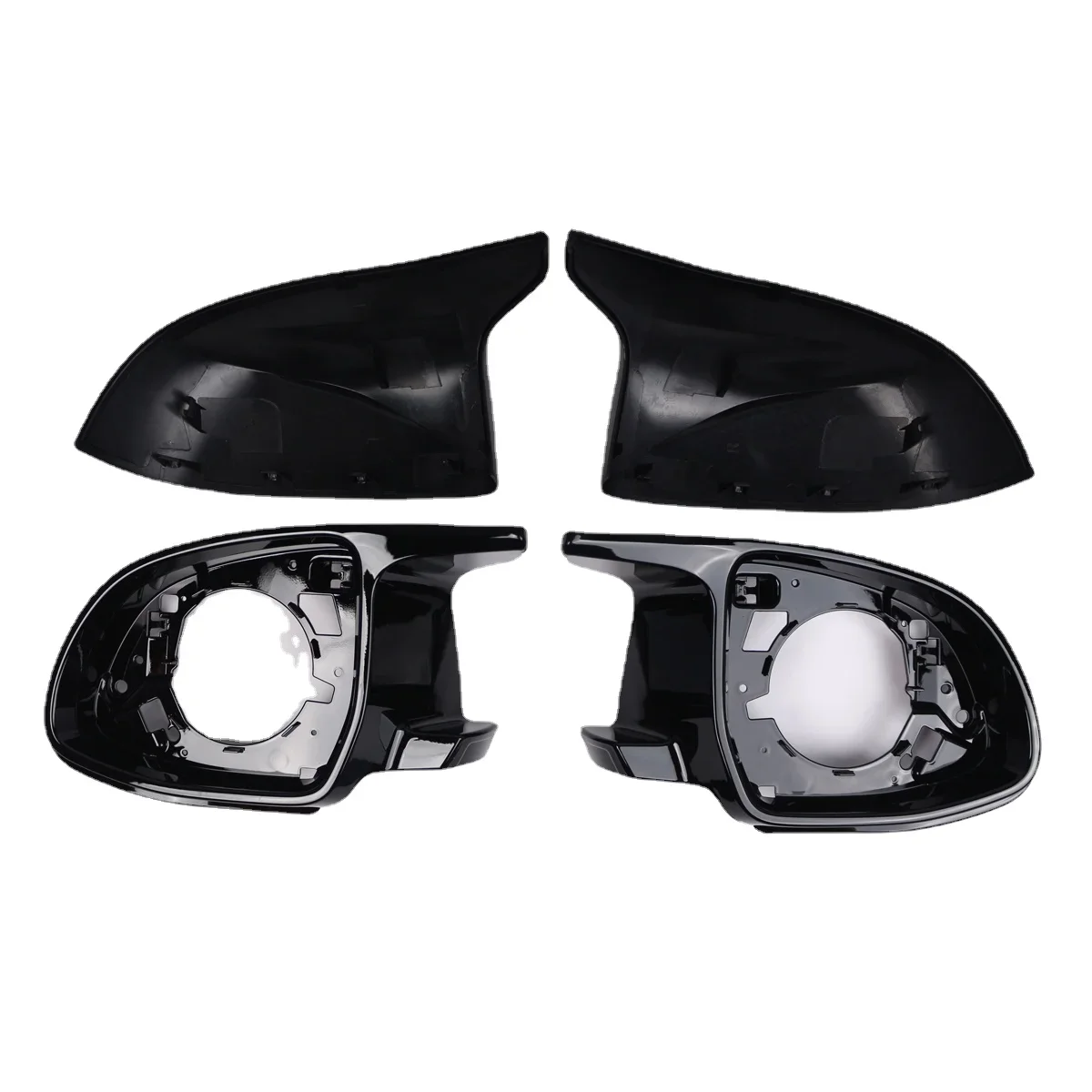 4PCS Set Gloss Black Car Mirror Support Trim Ring & Mirror Cover Cap Assembly For BMW X3 G01 X4 G02 X5 G05 X6 G06 X7 G07 F97 F98