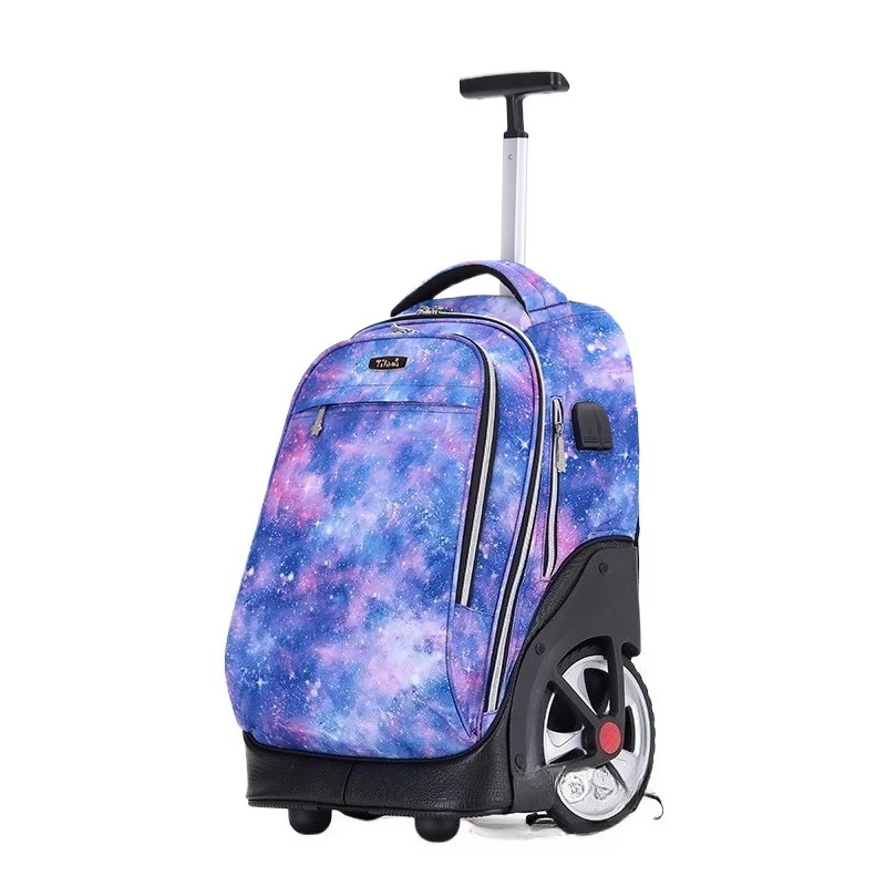 Nueva mochila grande con ruedas para estudiantes de secundaria de alta calidad, mochila escolar con ruedas con mango extensible y ruedas para escaleras