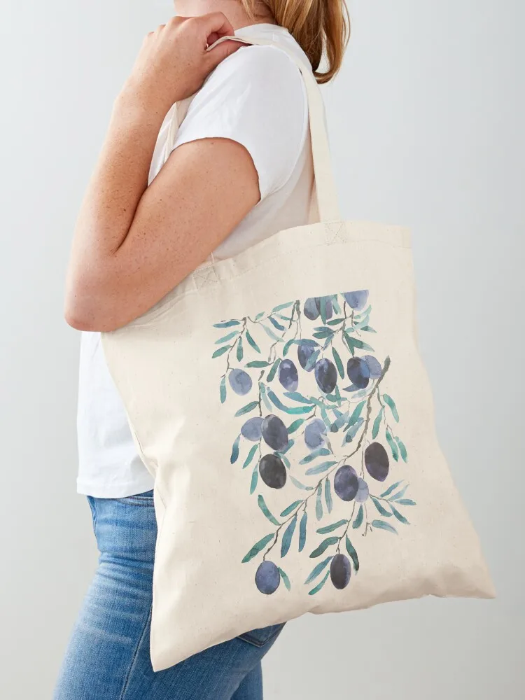 hand painted black olive watercolor Tote Bag canvas shopping bag tote bag screen Canvas Tote