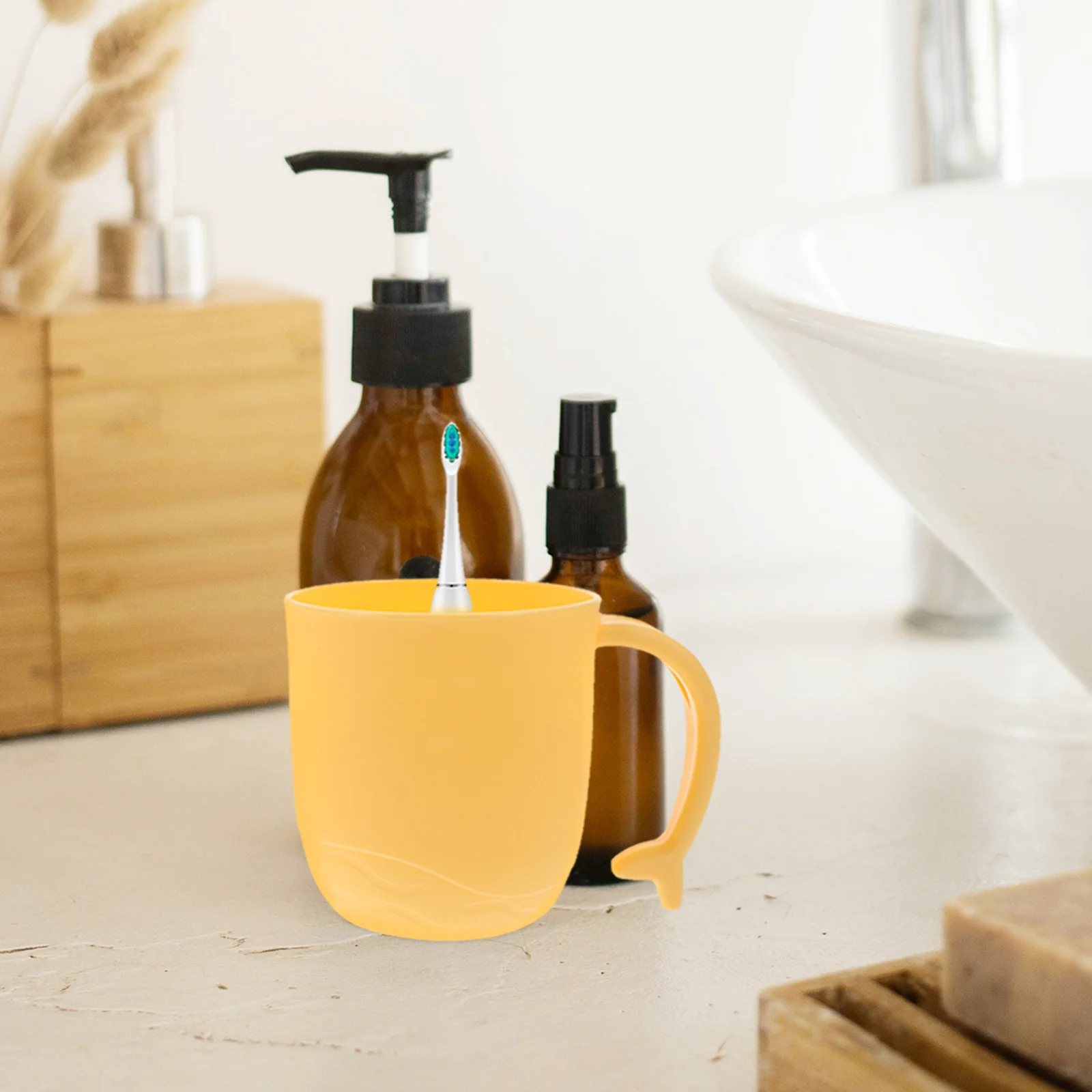 2 قطعة مقبض ذيل دولفين غير قابل للكسر أكواب فرشاة الأسنان مادة PP متعددة الأغراض للاستحمام وغسل الشعر والسفر والاستخدام العائلي #3