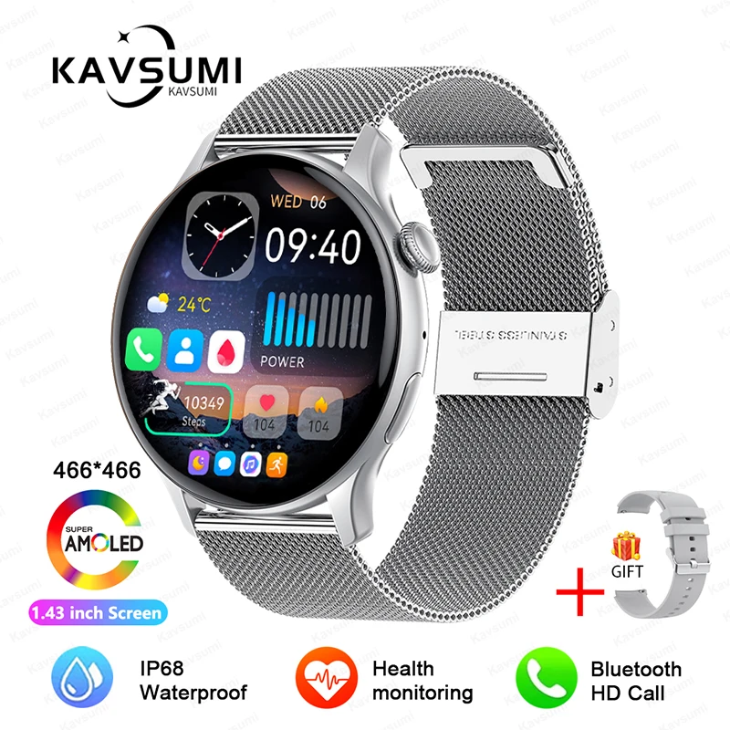 GUHUAVMI 2025, NEUE NFC-GPS-Smartwatch für Damen, AMOLED, immer auf dem Display, BT-Anruf, Herzfrequenz, Blutdruck, Fitness-Track, Smartwatch für Damen 6