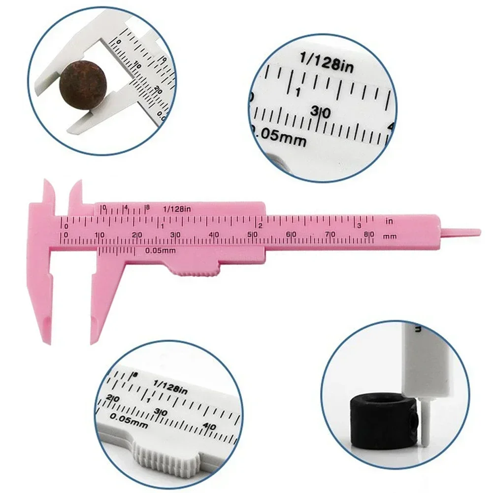 0-80mm Sliding Vernier Caliper Plastic Gauge Caliper Double Scale Ruler For Jewelry Measurement School Student Measuring Tool