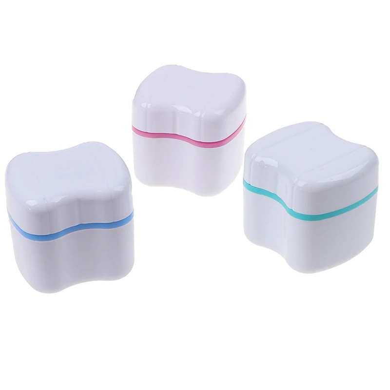 Caja de almacenamiento de dientes postizos para dentaduras postizas, contenedor con pantalla de filtro, cajas de limpieza de dientes artificiales, 1 unidad