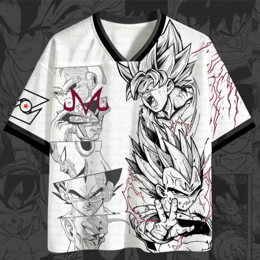 Unisex Dragon Ball Wukong Beijita Printed Mesh Jersey Breathable V-neck Anime Cosplay Manga Panel Super Saiyan Fan Jersey