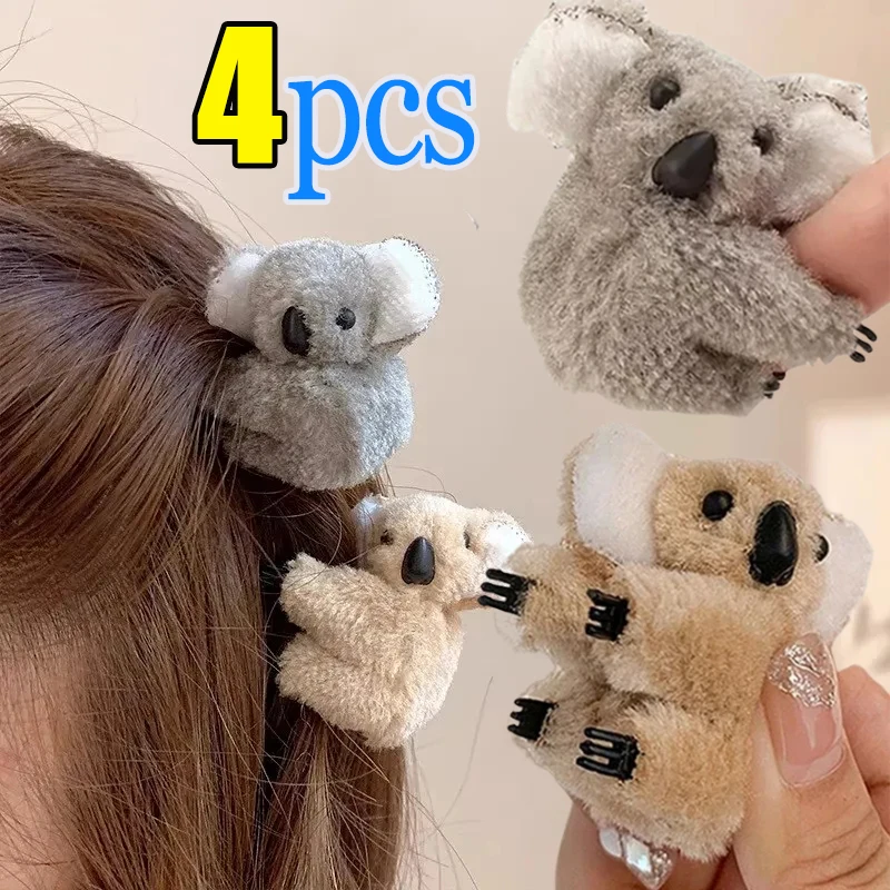 Cartoon Bobby Koala Hairpins Autumn Winter Lady Cute Plush Side Bangs Clips Daily Dating Fashion Party Women Hair Accessories