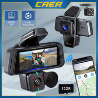 3 Channel WiFi Dash Cam Front and Rear Inside 1080P Full HD Car Camera Video Recorder IR Night Vision Loop Recording App Control