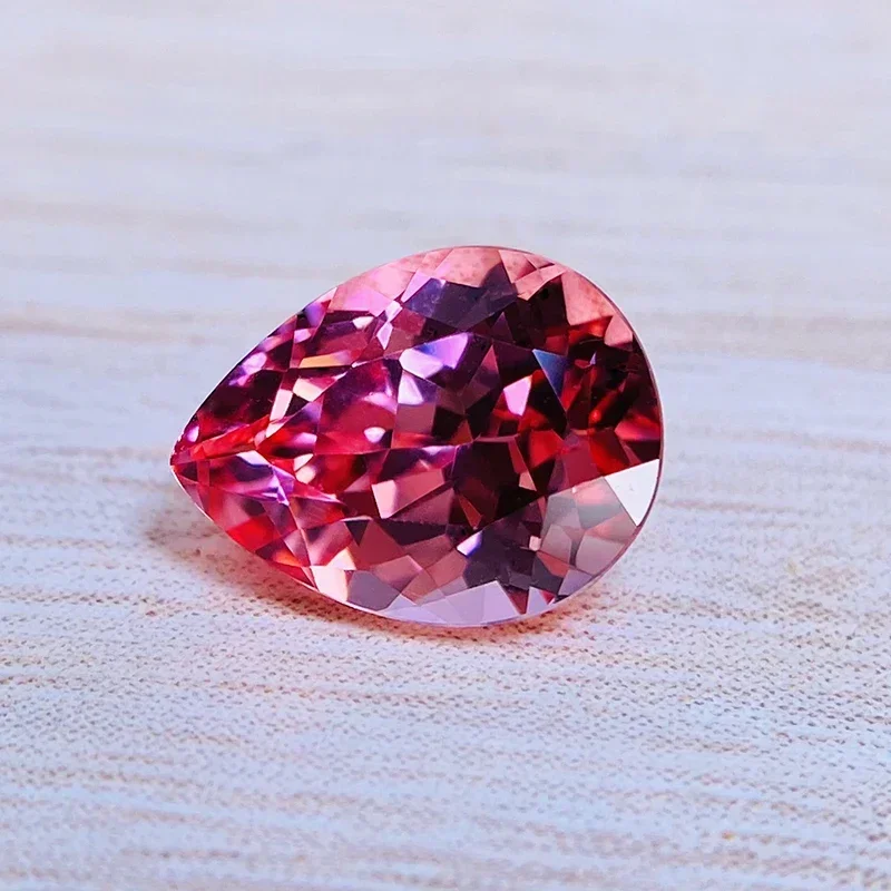 Lab Grown Sapphire Pear Shape Red Lotus Color Charm Beads for Diy Jewelry Making Pendant Materials Selectable  AGL Certificate