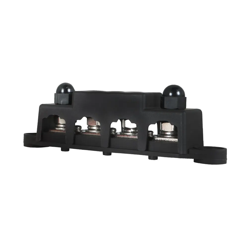 Black 4 Post Busbar Bus Bar Power Distribution Block With Cover 5/16" 12V 250A