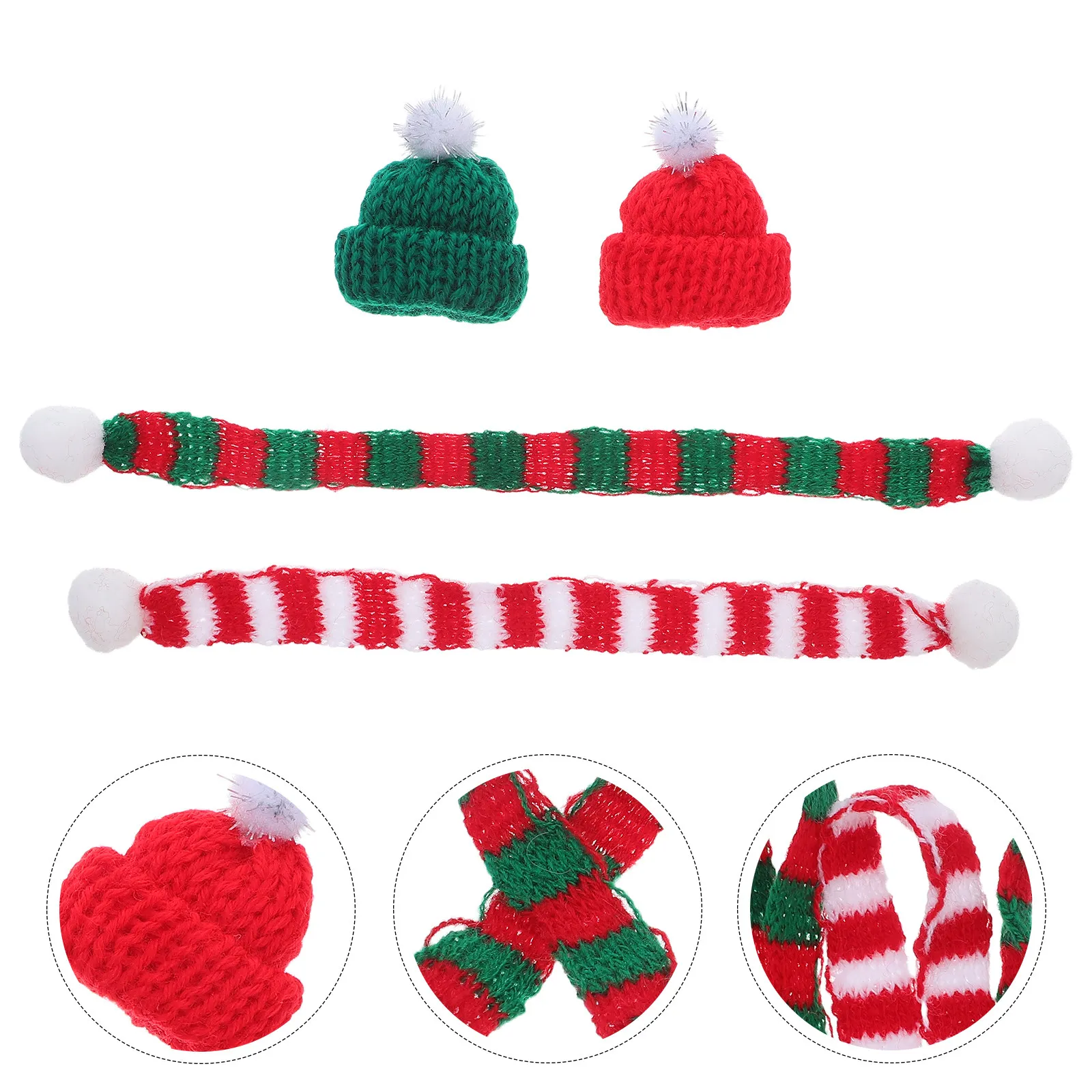 48Pcs Mini Christmas Wine Bottle Knit Hats Festive Xmas Craft Decorations Holiday Party DIY Supplies Tableware Holders