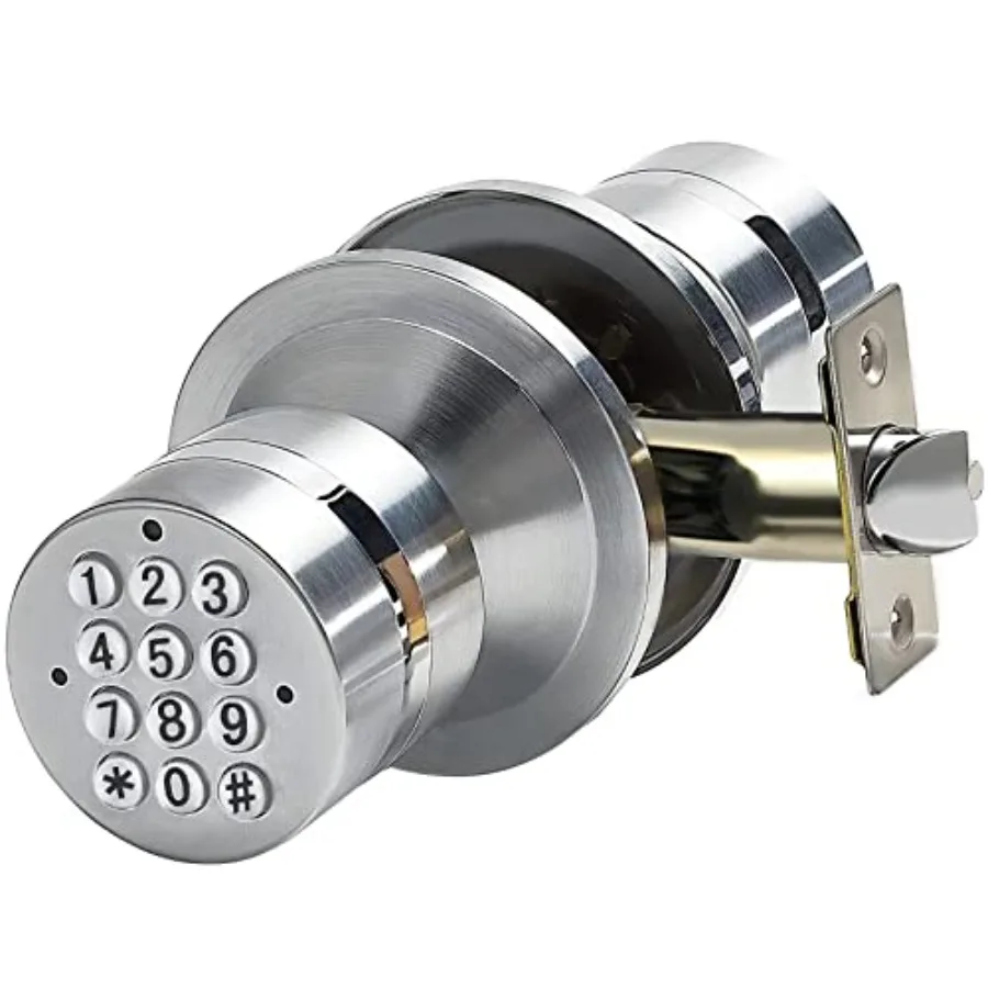 

Keyless Electronic Entry Door Knob, Keypad Smart Door Knob, Interior Door Handle with Lock, Automatic Locking, Battery Backup,