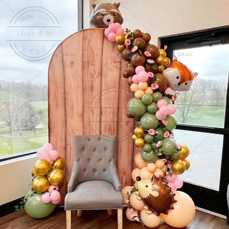 Forest Animal Fox Raccoon Fawn Hedgehog Balloon Set Arch Birthday Party Baby Baptism Gender Reveal Party Decoration Arrangement