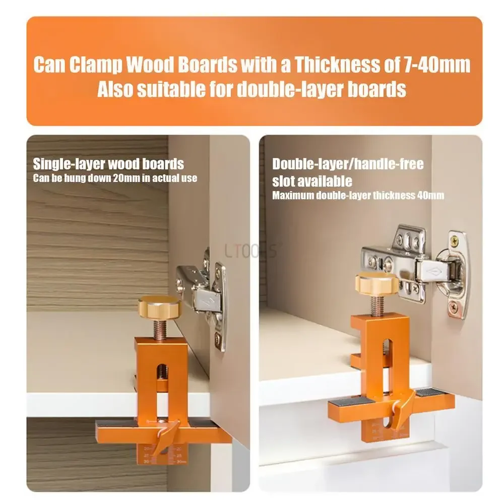 Cabinet Door Mounting Jig 7-40mm Adjustable Support Arm&Clamp Aluminum Alloy Body Tool Installing Cabinets Face Frame Frameless