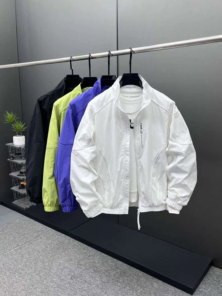 

Мужская демисезонная тонкая куртка свободного кроя с воротником-стойкой для активного отдыха, защита от солнца, модный бренд, высококачественное исполнение