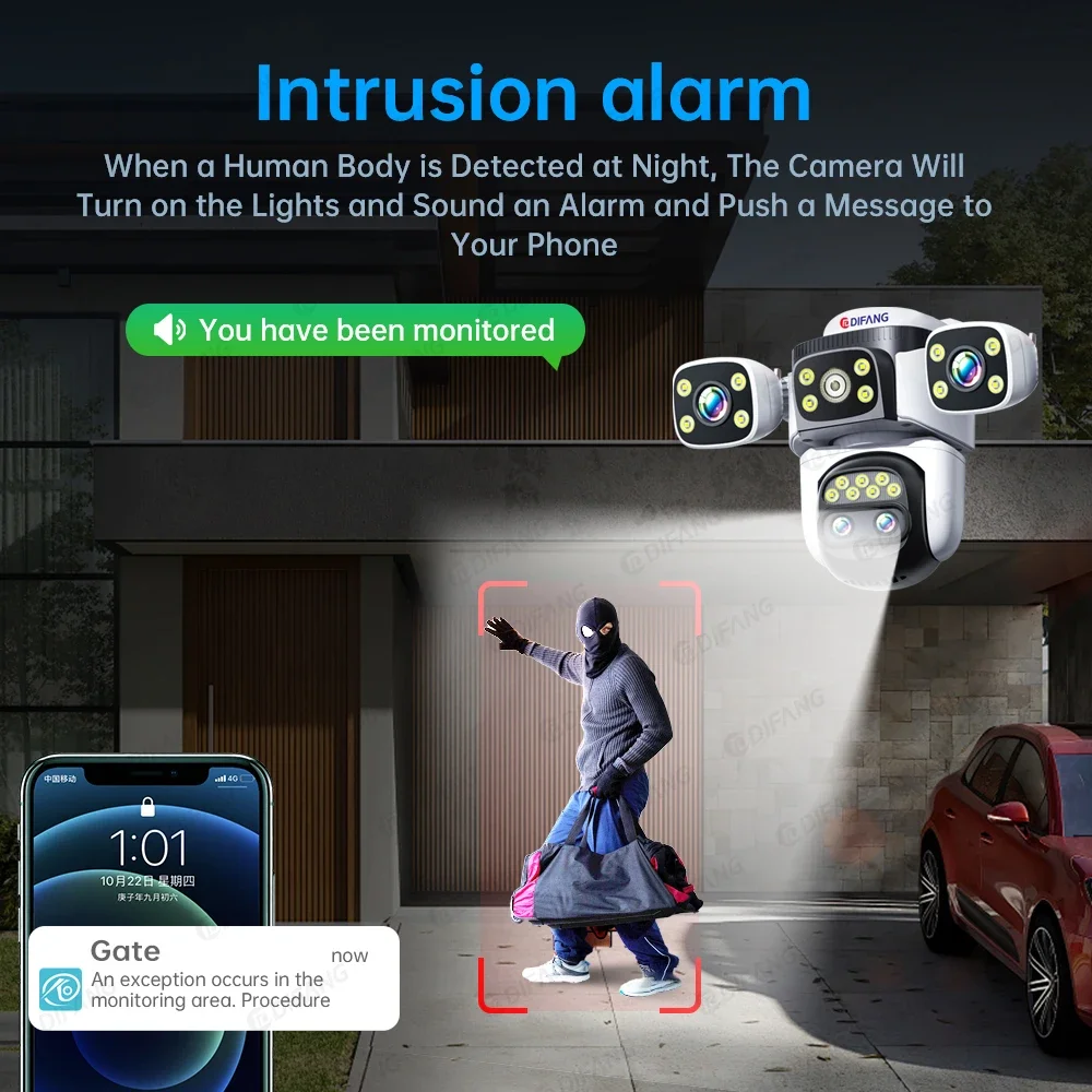 Imagem -06 - Difang 10k 20mp Wifi Câmera ip Externa Quatro Tela Cctv 10x Zoom Câmera de Segurança ai Track Quatro Lentes 360 ° Câmera de Vídeo de Vigilância