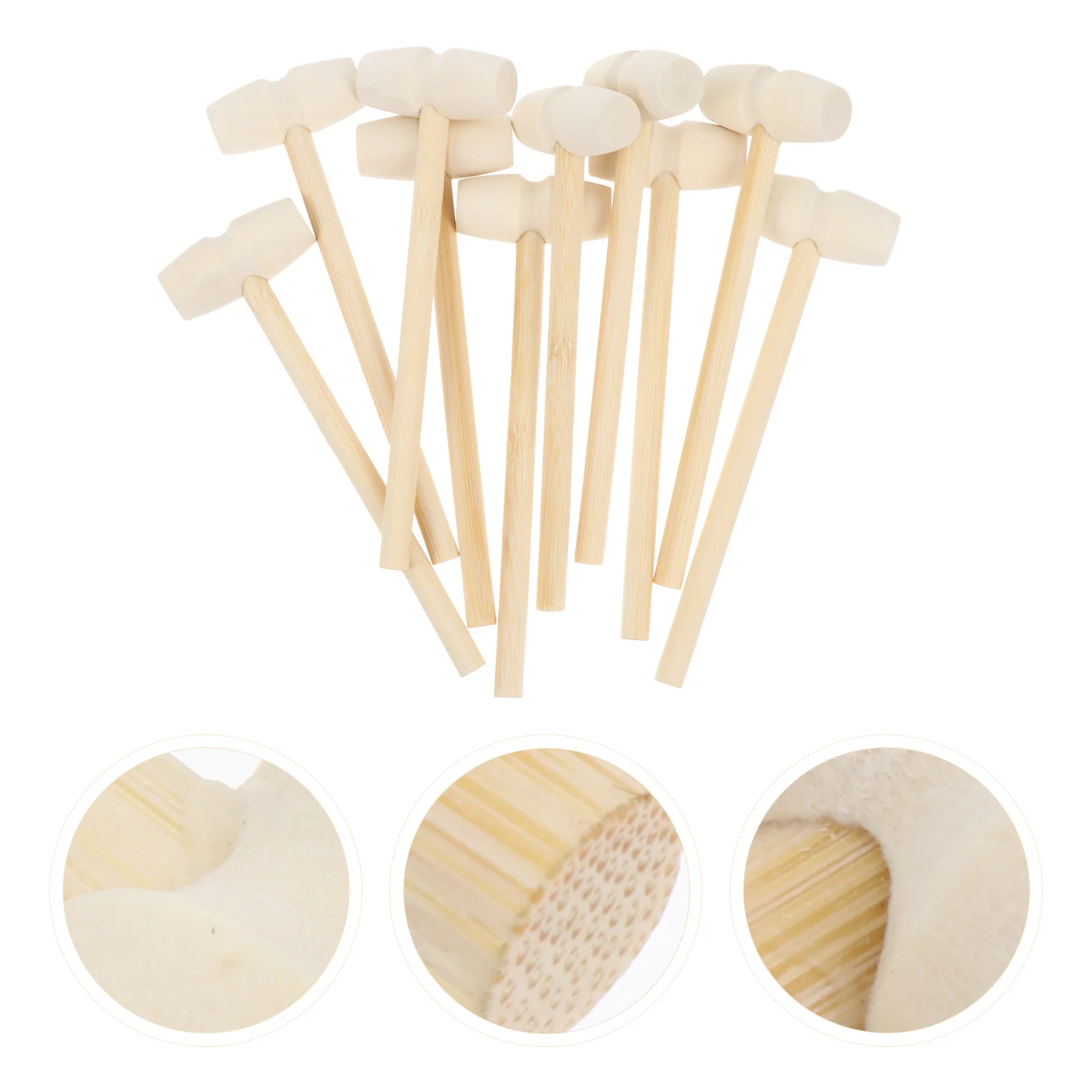 

10Pcs Mini Wooden Hammers Small Wood Mallets Beige Educational Childhood Hand Eye Coordination Dexterity Development Gavel Cake