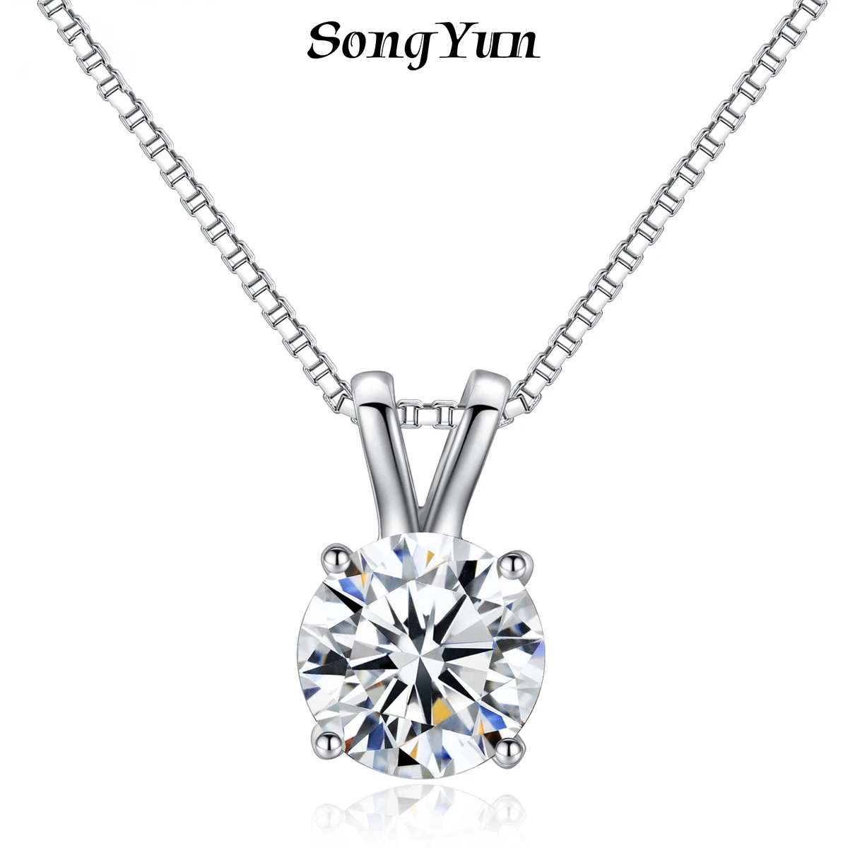 

SongYun Jewelry Manufacturer MHT Monolithic Zirconium Pendant Copper Set Crystal Zircon Necklace Fashion Box Chain
