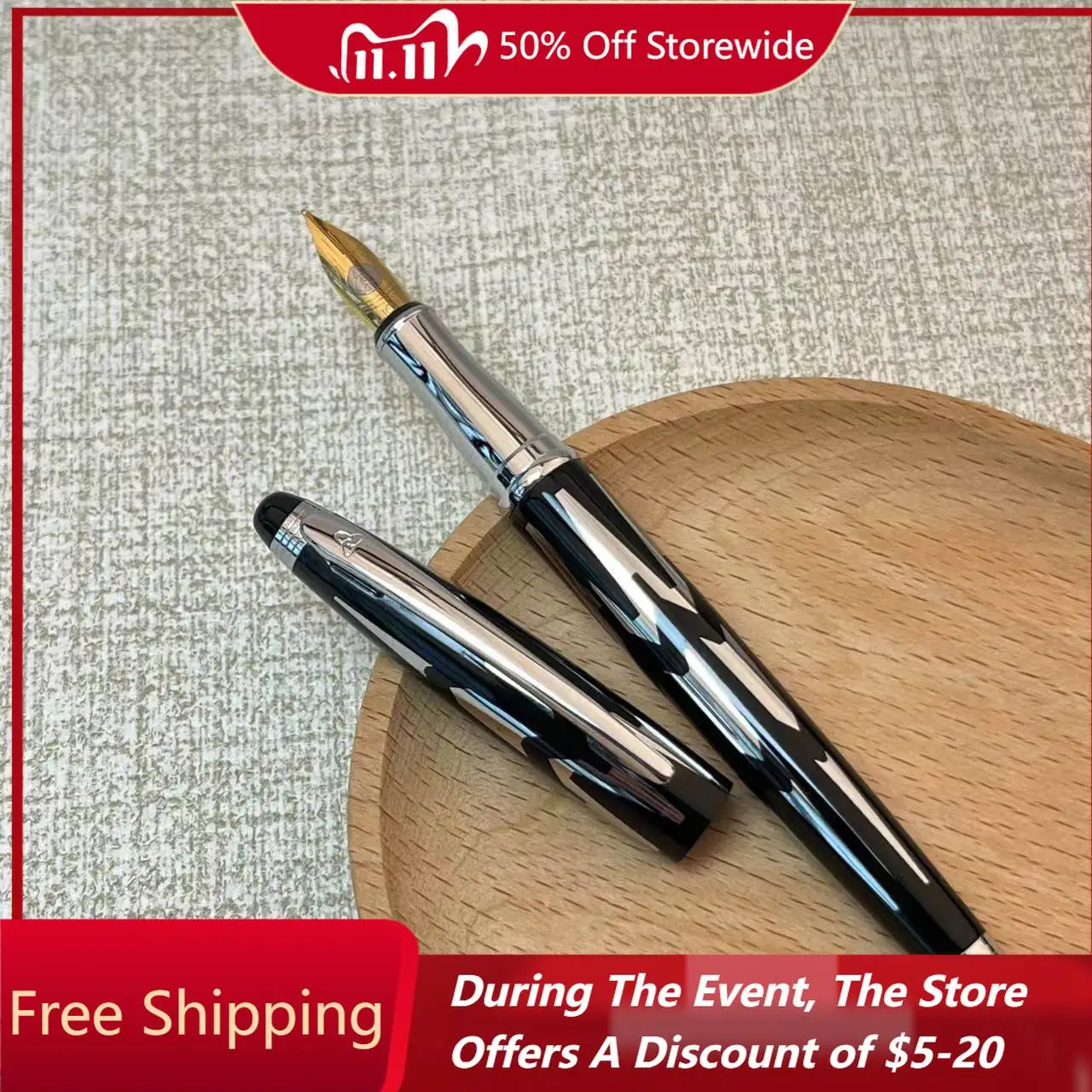 

Ручка перьевая Liqin, латунная металлическая с лезвием 0,5 мм